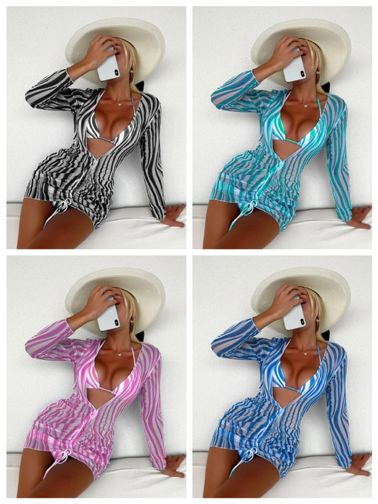 Veloura Stripe 3-Piece Swim Set